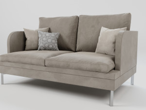 suede couch with pillows 3Dモデル