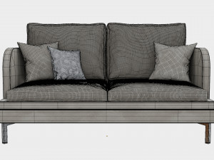 suede couch with pillows 3D Model