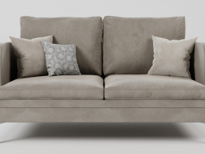 suede couch with pillows 3D Model