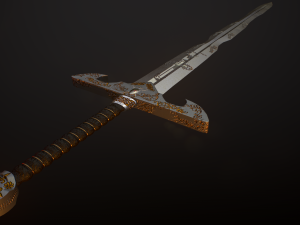 templar sword with golder ornaments pbr game ready middle-poly 3D-Modell
