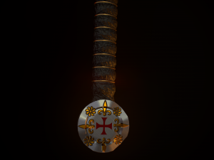 templar sword with golder ornaments pbr game ready middle-poly 3D Model
