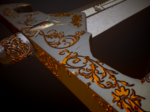 templar sword with golder ornaments pbr game ready middle-poly 3D Model