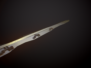templar sword with golder ornaments pbr game ready middle-poly 3D Model
