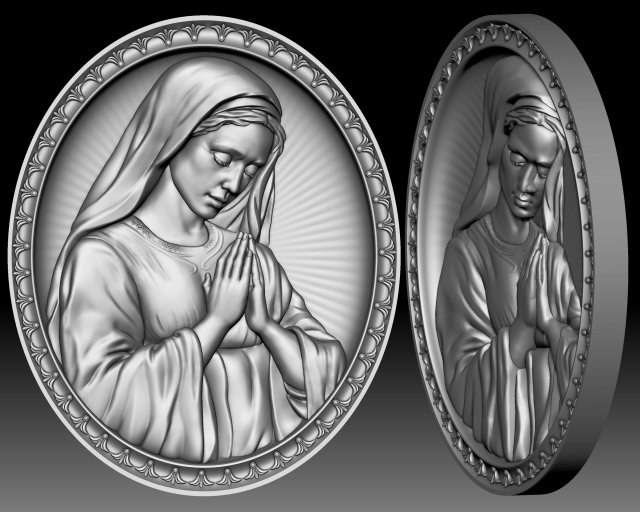Virgin Mary Madonna bas-relief for CNC router or 3D printer Modelo de impresión 3D .c4d .max .obj .3ds .fbx .stl .blend 