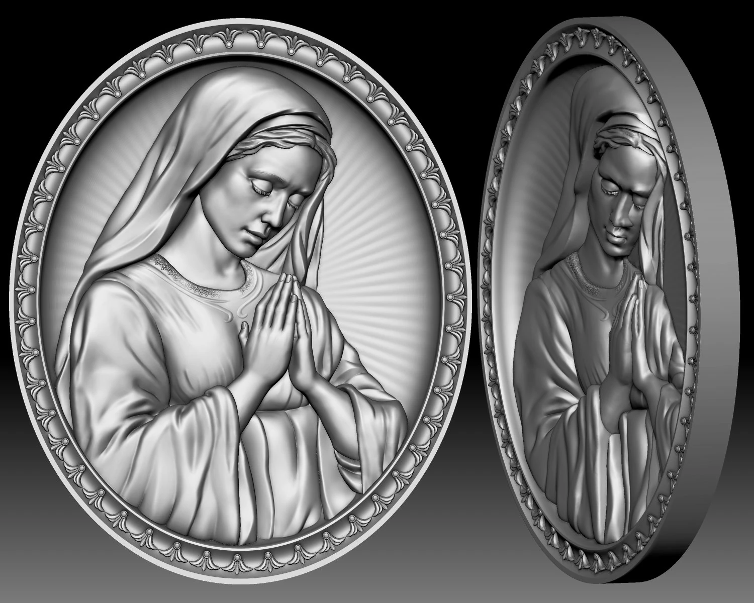 Virgin Mary Madonna bas-relief for CNC router or 3D printer 3D Print Model .c4d .max .obj .3ds .fbx .stl .blend 
