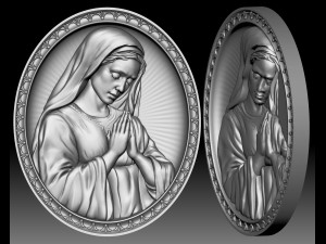 Virgin Mary Madonna bas-relief for CNC router or 3D printer Model Cetak 3D
