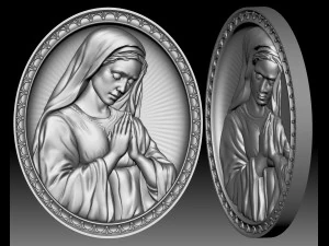 Baixo-relevo da Virgem Maria Madonna para roteador CNC ou impressora 3D Modelo de Impressão 3D