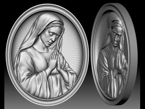 Virgin Mary Madonna bas-relief for CNC router or 3D printer 3D Print Model