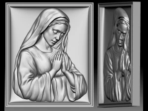 Virgin Mary Madonna bas-relief for CNC router or 3D printer 3D Print Model