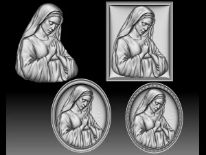 Virgin Mary Madonna bas-relief for CNC router or 3D printer 3D Print Model