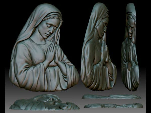 Virgin Mary Madonna bas-relief for CNC router or 3D printer 3D Print Model