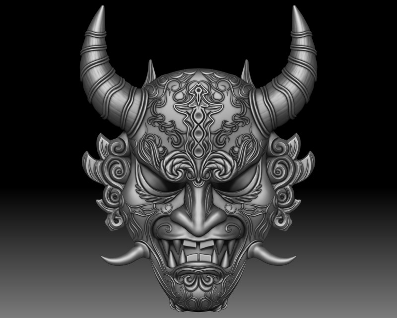 Oni mask Japanese demon Model do druku 3D .c4d .max .obj .3ds .fbx .stl .blend 