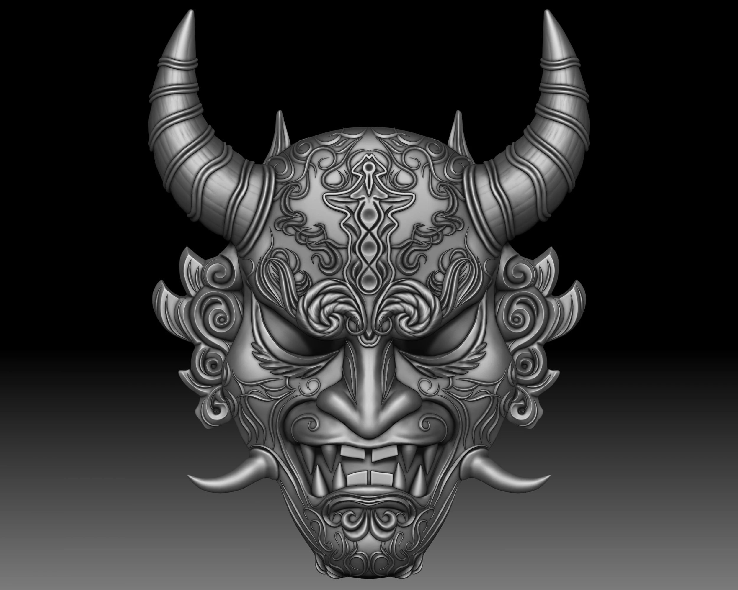 Oni mask Japanese demon 3D Print Model .c4d .max .obj .3ds .fbx .stl .blend 