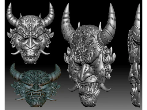 Oni mask Japanese demon 3D Print Model