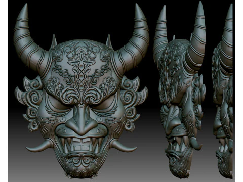 Oni mask Japanese demon 3D Print Model