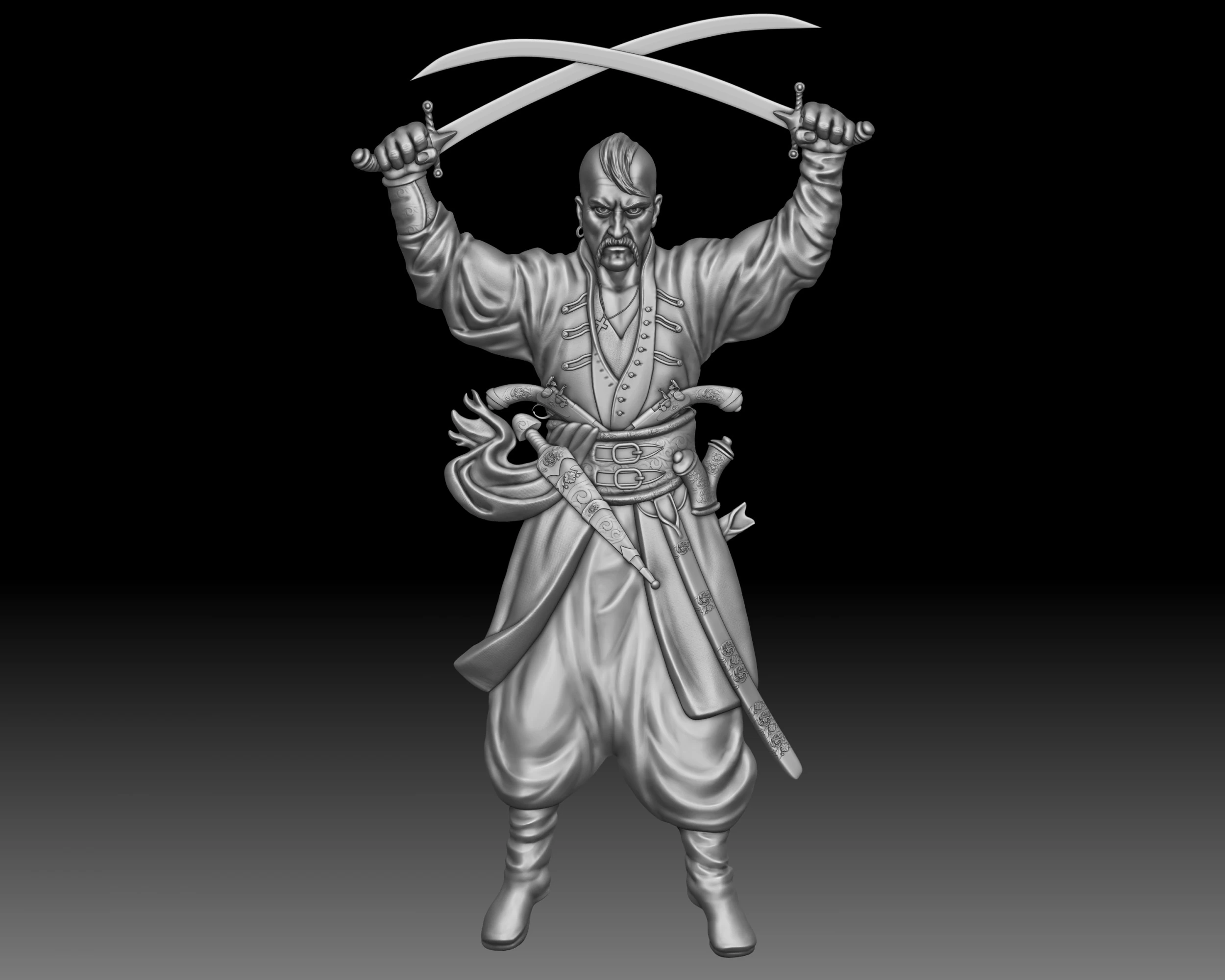 Cossack Ukrainian warrior - bas-relief for CNC router or 3D printer 3D Print Model .c4d .max .obj .3ds .fbx .stl .blend 
