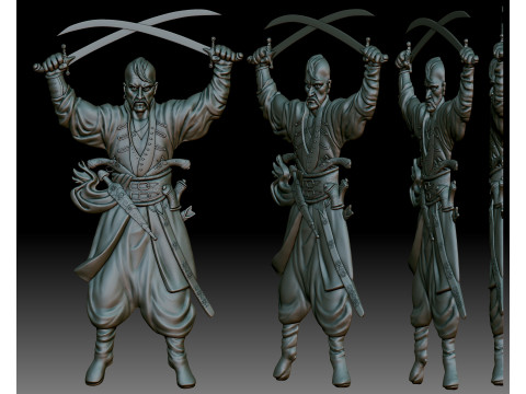 Cossack Ukrainian warrior - bas-relief for CNC router or 3D printer Model Cetak 3D