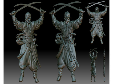 Cossack Ukrainian warrior - bas-relief for CNC router or 3D printer Model Cetak 3D