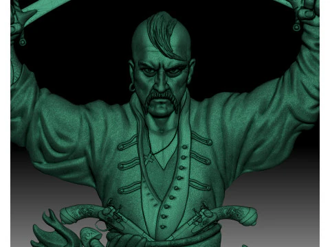 Cossack Ukrainian warrior - bas-relief for CNC router or 3D printer 3D Print Model