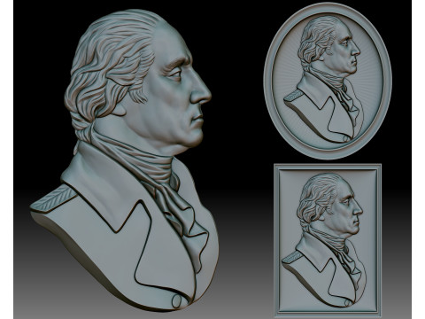 George Washington portrait - bas-relief for CNC router or 3D printer 3D Print Model