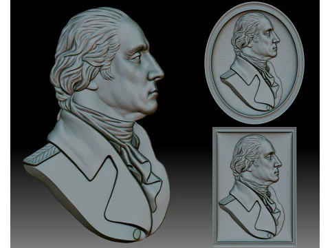 George Washington portresi - CNC router veya 3D yazıcı i&ccedil;in kısma 3D Baskı Modeli