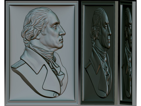 George Washington portrait - bas-relief for CNC router or 3D printer 3D Принт Модель