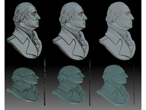 George Washington portrait - bas-relief for CNC router or 3D printer 3D Принт Модель
