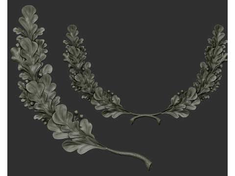 Oak leaves decor ornament bas-relief Model Cetak 3D