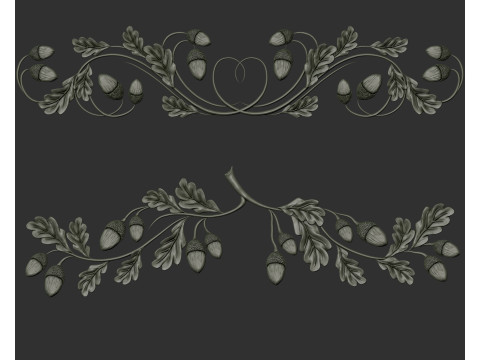 Oak leaves decor ornament bas-relief Model Cetak 3D