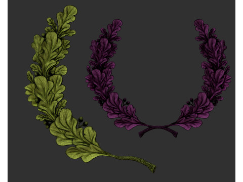 Oak leaves decor ornament bas-relief Model Cetak 3D