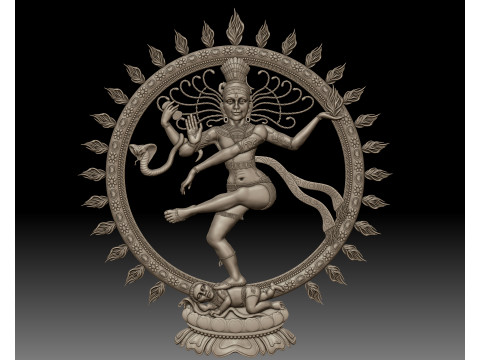 Nataraja Shiva dancing bas-relief Modèles 3D en vedette