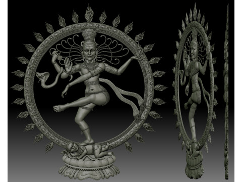 Nataraja Shiva dancing bas-relief Modello di stampa 3D