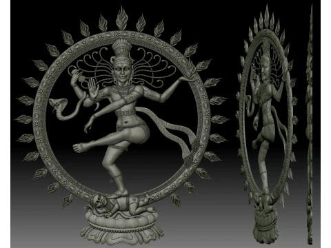 Nataraja Shiva dancing bas-relief 3D Print Model