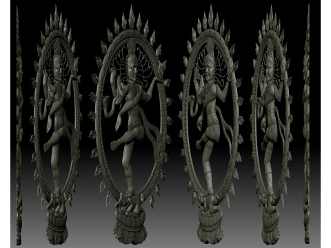 Nataraja Shiva dancing bas-relief Modello di stampa 3D