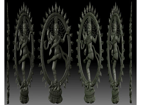 Nataraja Shiva dancing bas-relief 3D Print Model