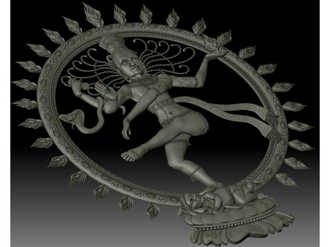 Nataraja Shiva dancing bas-relief Modello di stampa 3D