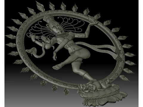 Nataraja Shiva dancing bas-relief 3D Print Model