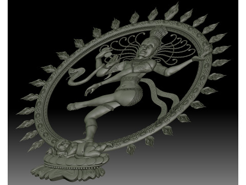 Nataraja Shiva dancing bas-relief Modello di stampa 3D