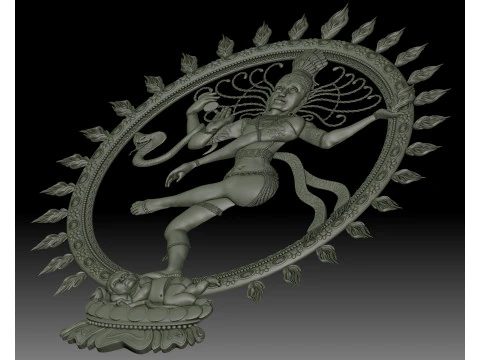 Nataraja Shiva dancing bas-relief 3D Print Model