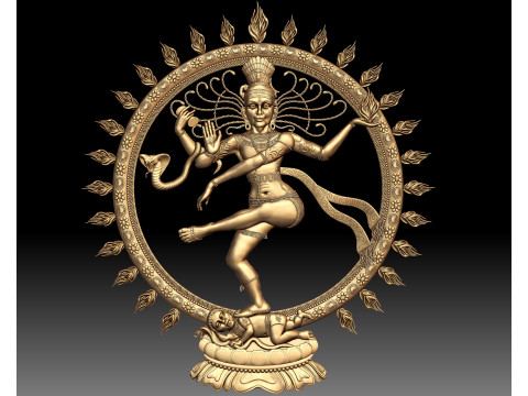 Nataraja Shiva dancing bas-relief Modello di stampa 3D