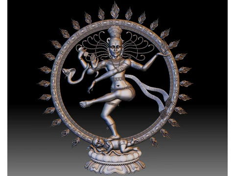 Nataraja Shiva dancing bas-relief 3D Print Model