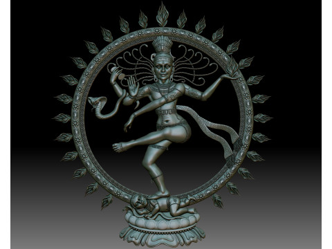 Nataraja Shiva dancing bas-relief Modello di stampa 3D
