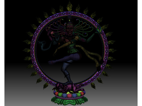 Nataraja Shiva dancing bas-relief Modello di stampa 3D