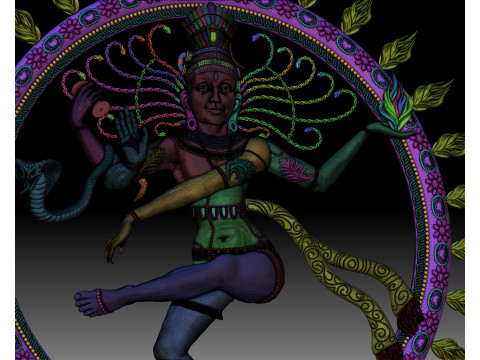 Nataraja Shiva dancing bas-relief Modello di stampa 3D