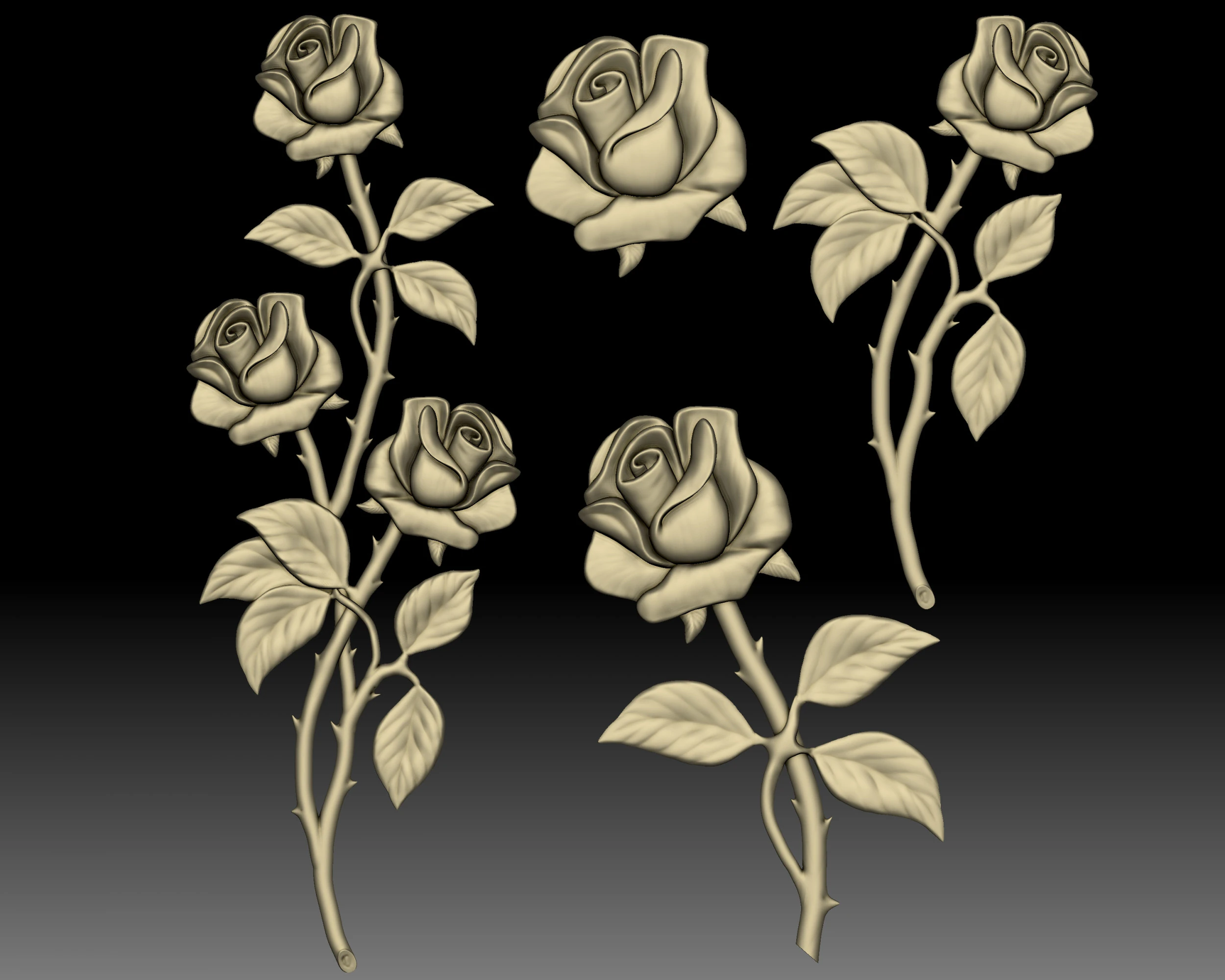 Roses bas-relief 3D Print Model .c4d .max .obj .3ds .fbx .stl .blend