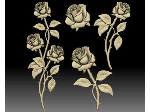 Baixo-relevo de rosas Modelo de Impressão 3D