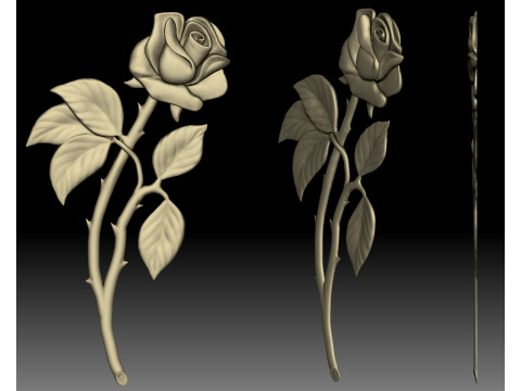 Roses bas-relief 3Dプリントモデル