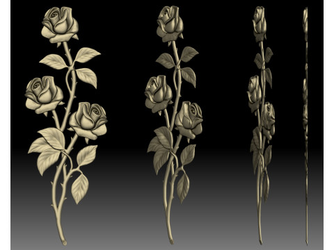 Roses bas-relief 3Dプリントモデル
