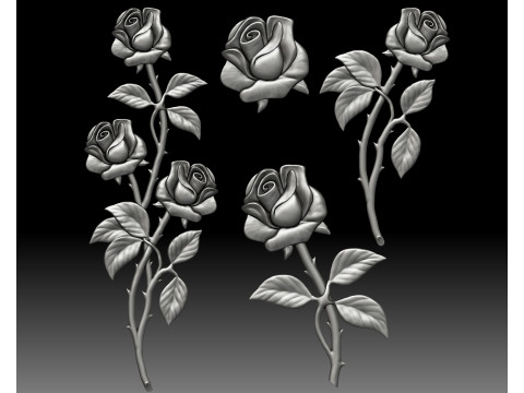 Roses bas-relief 3Dプリントモデル