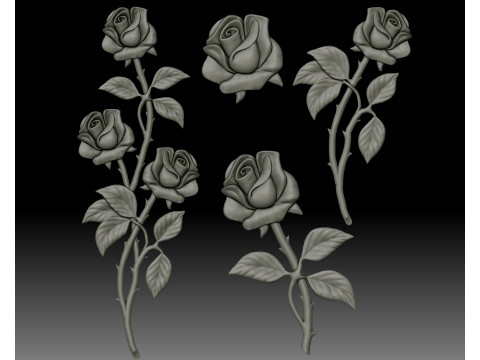 Roses bas-relief 3Dプリントモデル